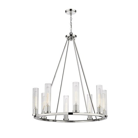 Beau 8 Light Chandelier, Polished Nickel & Clear